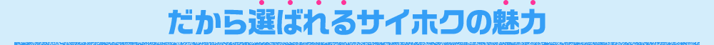 だから選ばれるサイホクの魅力